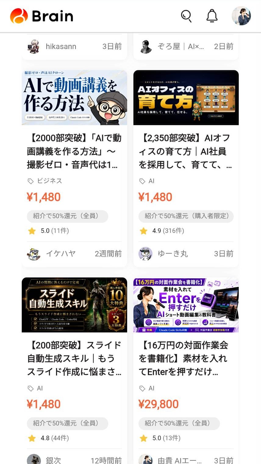 Brain全体ランキングに掲載された『AIショート動画編集の教科書』